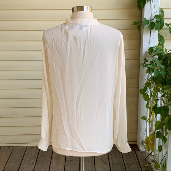 Brooks Brothers Georgette Bow-Neck Blouse Women’s 14 Ivory Button Up Top NWT - Picture 3 of 10